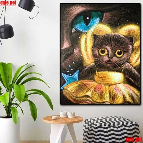 DIY Diamond Painting Cute black cat 5D rhinestone Cross Stitch Diamond Art Embroidery Mosaic Handmade Home Decoration puzzle
