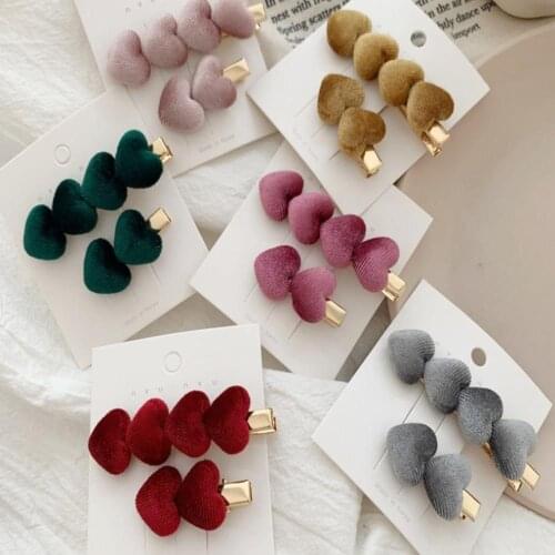 6 Color Velvet Love Hhair Clip Female Autumn And Winter Side Clip Sweet Bangs Clip Hairpin Fashion Women Girls Hair Accessories