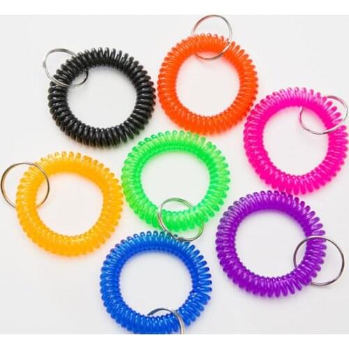 Colorful Spring Spiral Wrist Coil Flexible Spiral Coil Wristband Wrist Band Key Ring Chain Key Tag for Gym Pool SN829