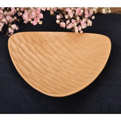 Wooden Beech Triangular Fish Scale Snack Plate Melon Seed Plate Creative Tableware Hotel Restaurant