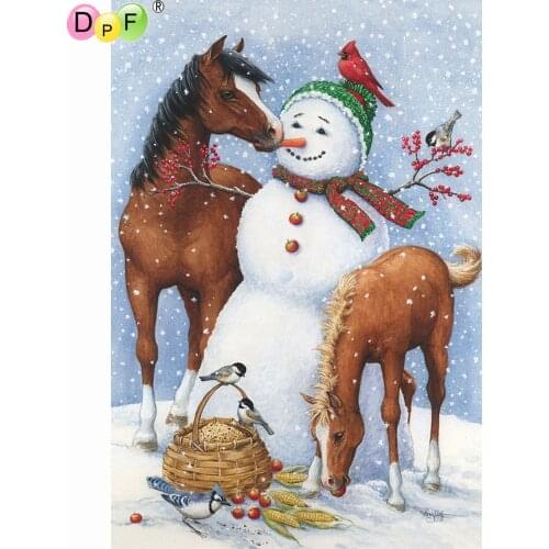 DPF DIY snowman and horse 5D home decor mosaic full square diamond painting cross stitch diamond embroidery crafts Kits Animal