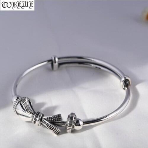 100% 990 Silver Bowknot Bangle 990 Silver Bow tie Lady Bangle Real Silver Women Bangle Good Luck Jewelry