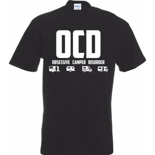Cotton T Shirts OCD Obsessive Disorder T-Shirt Van Campervan Caravan Funny Tent plain Tee Shirts
