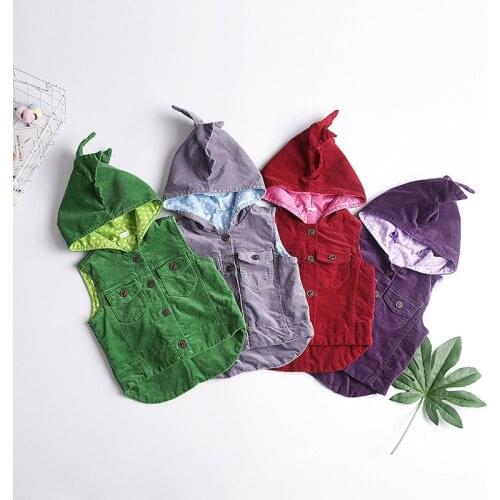 1 2 3 4 Years Hoodies Warm Jacket Baby Girls Outerwear Coats Kids Vest Boys Hooded Jackets Autumn Winter Corduroy Waistcoats