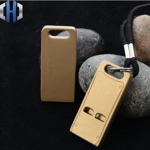 Brass Bamboo Whistle Hanging Neck Column Whistle Square Double Tube Wild Survival Outdoor Equipment Loud Sound Copper Whistle