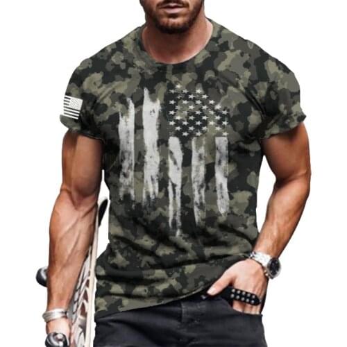 Fashion Summer American Flag 3D Printing Mens T Shirt O-Neck Short Sleeve Breathable Loose Oversized Male T-Shirt Men Clothing