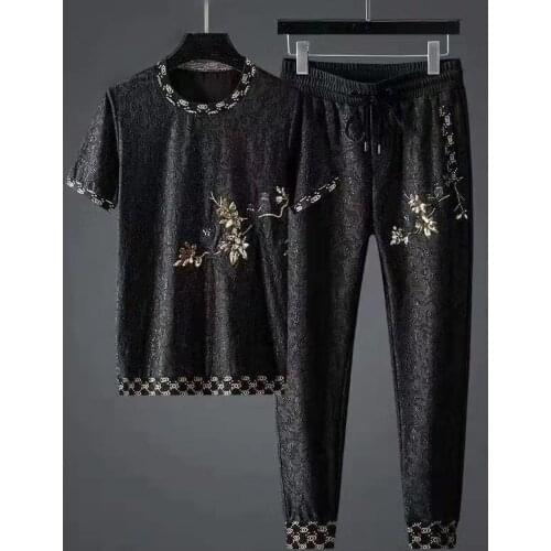 Fashion Brand Casual Suit Mens Summer Loose Trend Handsome with One Suit Mens Sports Two-piece Suit