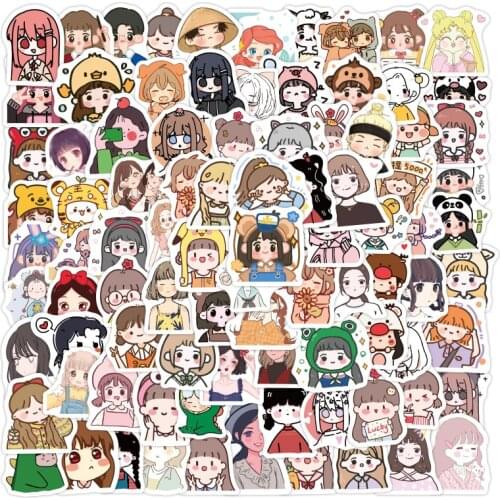 Cartoon cute girl stickers ins mori nerdy diary handbook decorative material mug ipad stickers