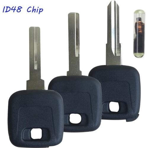 New Replacement Uncut Blade Ignition Transponder Chip Key With Chip ID48 Fit For Volvo XC90 XC70 V70 S80 S60