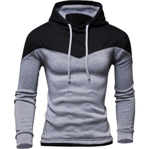 New Hoodies for Men Teenager Sweatshirts Autumn Sportwear Patchwork Color Slim Pullover Outwear Fashion Casual Top Dropshipping