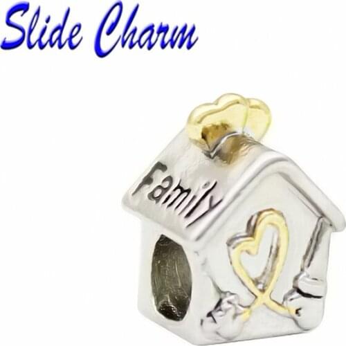 Slide charm free shipping DIY beads Brothers and sisters love family glamour beads fit Pandora bracelet necklace