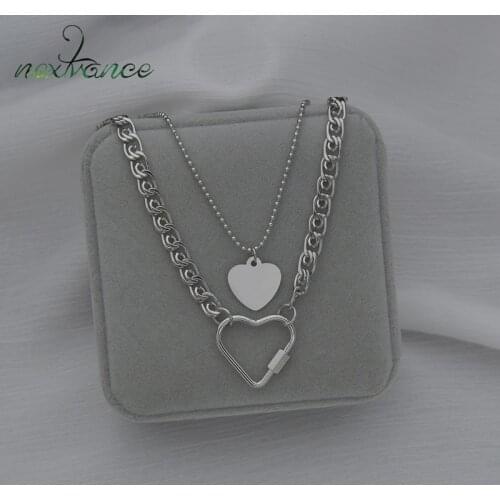 Nextvance Sweet Stainless Steel Necklace Double peach heart Butterfly Necklaces For Women Grilfriend Jewelry Couple Gift