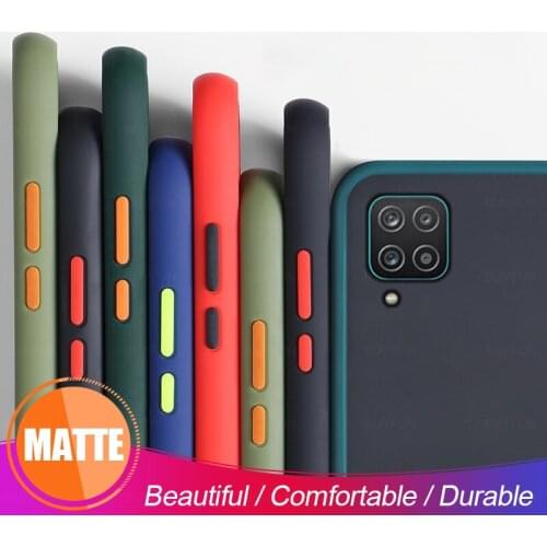 Para funda sansung gelaxi a 12 case translucent matte silicone shockproof coque covers for samsung galaxy a12 sm-a125f/dsn 6.5