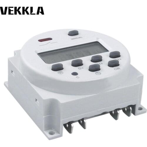 New 1Pc DC 12V AC 110V 220V 16A LCD Digital Control Power Programmable Timer Time rechargeable Relay Switch CN101A Timer