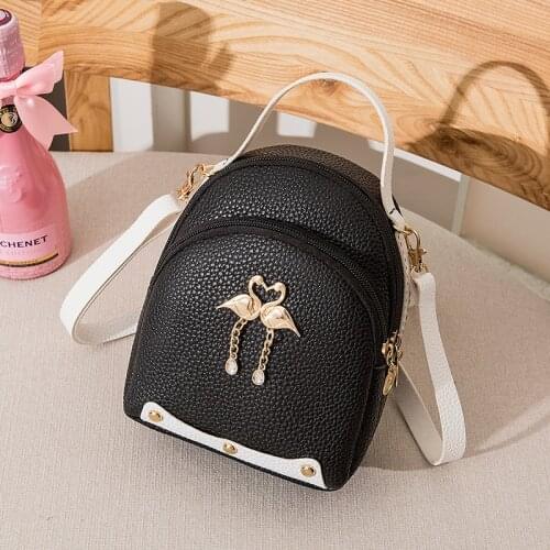 New Fashion Womens Solid Color Leather Little Swan Backpack Shoulder Bag Mini Backpacks For Girls Small Backpack Women 2021