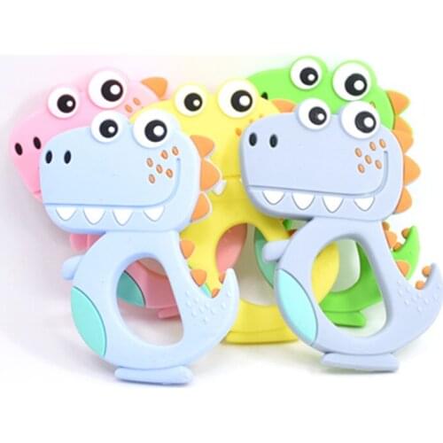 20 PCS Silicone Dinosaur Teether Rodent BPA Free Baby Teething Pendant DIY Pacifier Chain For Kids BPA Free Baby Dino Teether