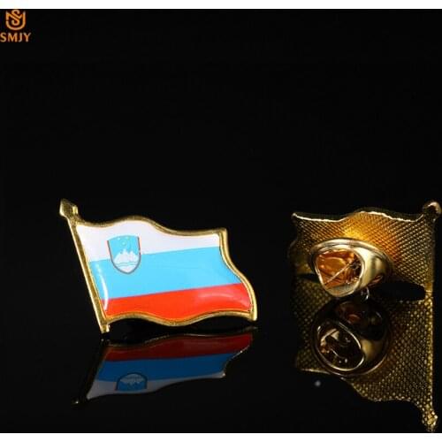 Slovenian National Flag Brooch Waving Asian National Emblem Metal Gold Plated Badge Suits&Travel Bags Lapel Jewelry Pin