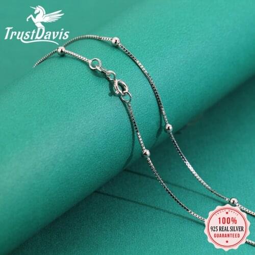 Trustdavis Real 925 Sterling Silver Clavicle Beads Box Chain Short Necklace For Women Wedding Party Birthday S925 Jewelry DC10