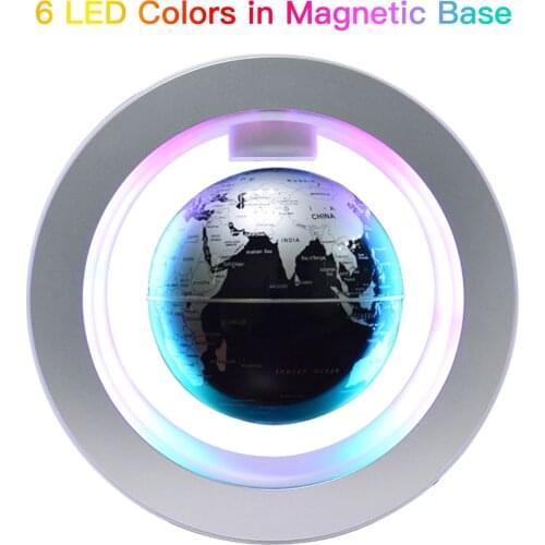 Floating Globe 6 Inch Magnetic Levitation Rotating World Map with Multicolor Light Base Creative Anti Gravity Globe Lamp