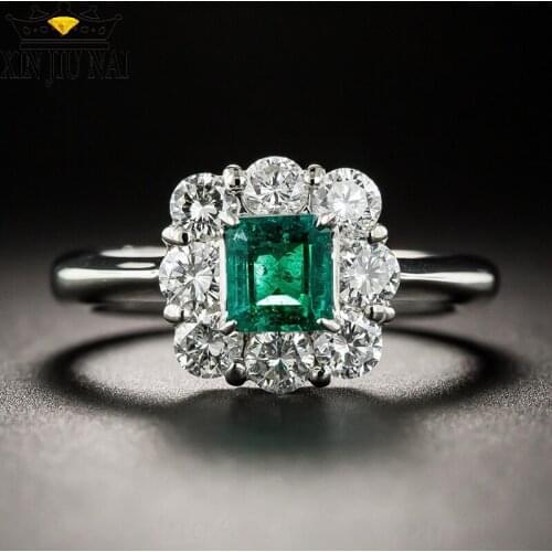 Female Green Square Stone Ring Simple Engagement Wedding Rings For Women Fashion Birthstone Jewelry Accessories emerald ring