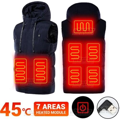 7 Areas Men Eletice Heating Jacket USB Hetaed Vest Winter Motorcycle Jacket Thermal Warm Outerwaear Touring Hunting Clothing Ski