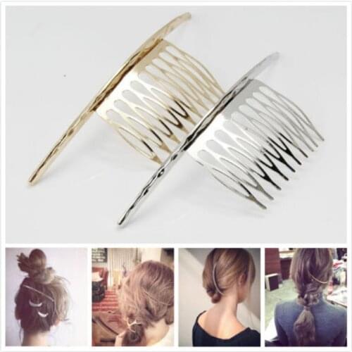 1Pcs Female Women Alloy Hair Clips Golden Silver Hair Comb Pin Hairpin Barrettes For Wedding Bride Accessories Hairstyling Tool