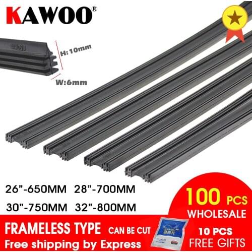 100pcs Auto Car Wiper Blade Frameless Vehicle Insert Rubber Strip Refill 6mm Soft 26"28"30"32" Windshield Windscren Accessories