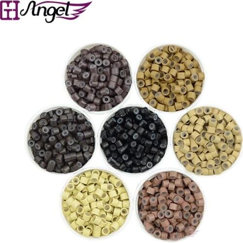 1000pcs 4.0*2.0*2.5mm Silicone Micro Rings Tubes Microlink Hair Beads for Dreadlocks Feather Hair Extensions Tools kits
