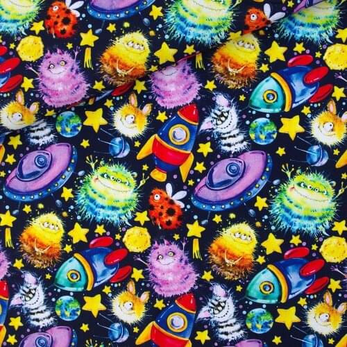 110cmx100cm Cotton Woven Fabric for Textile, Pathwork, Cloth - Cartoon Fishs (170g/m)