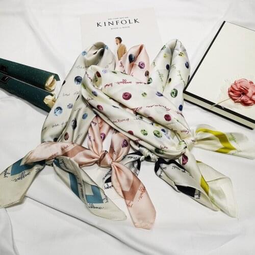 2020 70x70 Ins signature Multipurpose women Silk twill scarf Satin square tie Hairband ladies foulard femme towel bufanda shawl