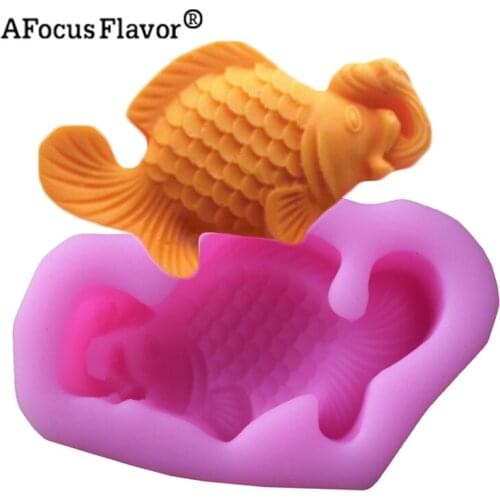 3D Cartoon goldfish modeling silicone mold cake chocolate biscuits handmade DIY tools cake mold kitchen decoration tools