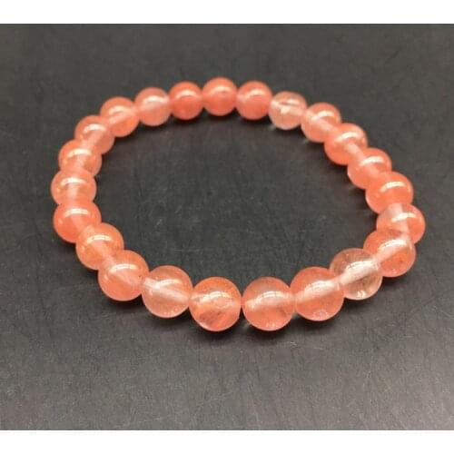 4mm 6mm 8mm 10mm 12mm Light Red Orange Angelite Quartzs Crystal Stone Round Beads Natural Stone Bracelet