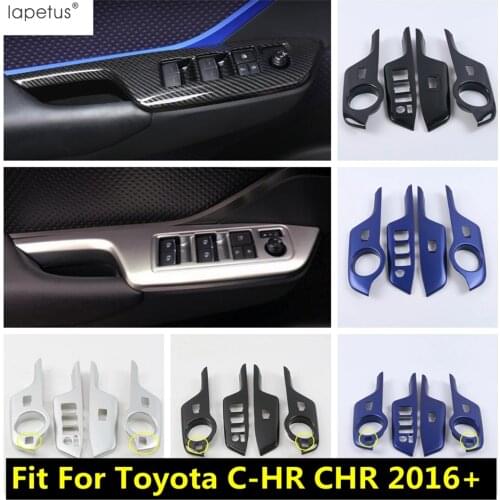 ABS Car Interior Door Window Lift Switch Buttons Cover Trim Carbon Fiber Look /Matte Accessories For Toyota C-HR CHR 2016 - 2021