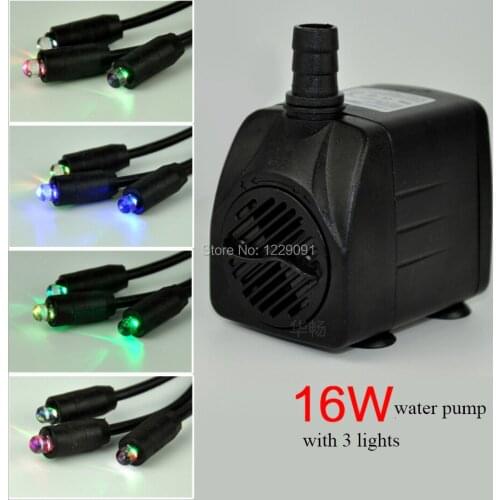 Rockery fish tank fountain aquarium plastic micro water pump 3 lamps 16w 25w home 220v high quality silent circulation pump