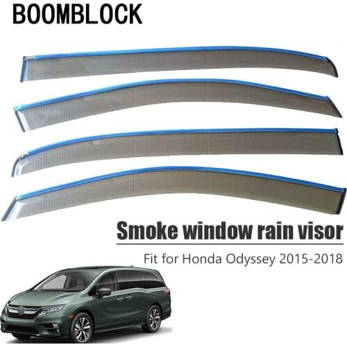 BOOMBLOCK 4pcs Car Covers Window Visor Sun Rain Wind Deflector Awning Shield ABS For Honda Odyssey 2015 2016 2017