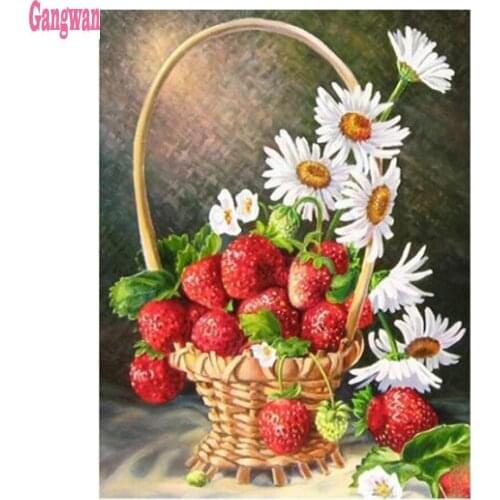 Diamond Mosaic Paintings daisy with Strawberry full Rhinestones Crystal Diamond Painting Cross Stitch Diamond Embroidery decor