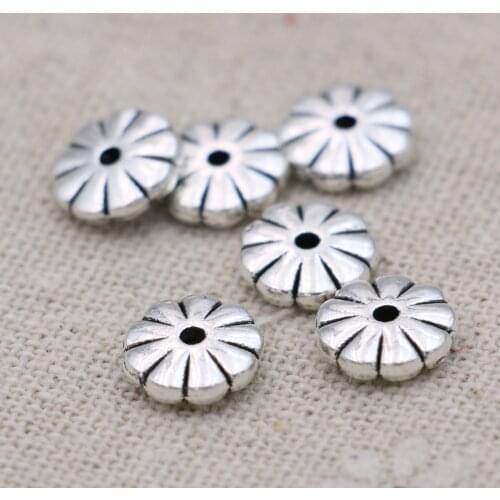 Flower Spacer Beads Antique Silver Plated Loose Beads for Jewelry Making Bracelet Jewelry Accessories Handmade DIY Craft 30pcs