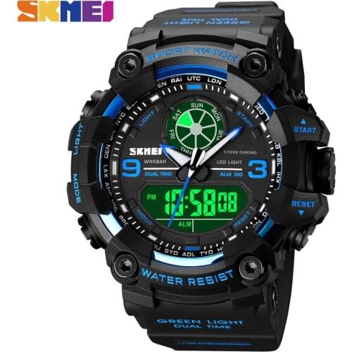 SKMEI 5Bar Waterproof Watch men LED Light 2 Time Display Digital Wristwatch Stopwatch Sport Watches Clock Relogio Masculino 1818