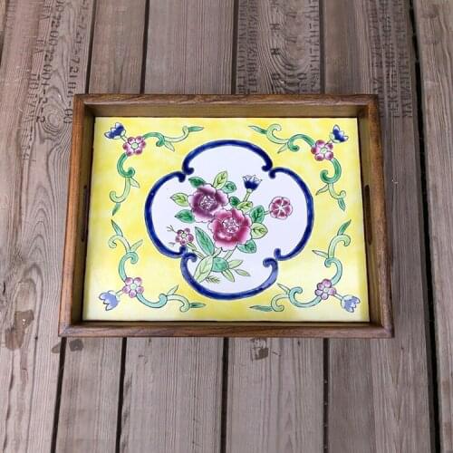 Solid Wood Tea Plate Household Receiving Plate Rectangular Modern Simple Receiving Plate Single Layer Coffee Tea Cup Tray