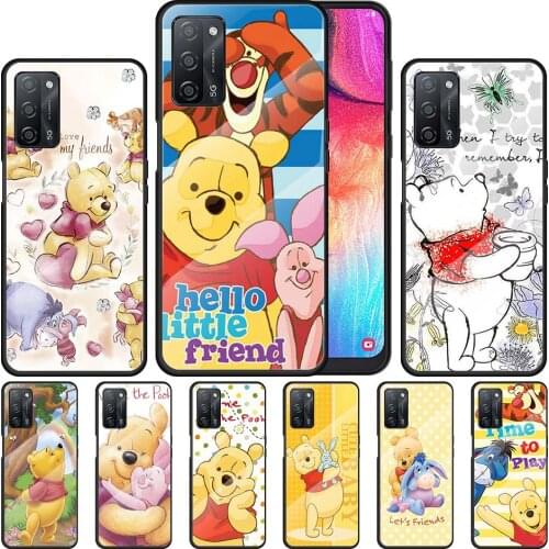 Disney Winnie the Pooh for OPPO Realme 7i 7 6 5 Pro C3 XT A9 2020 A52 Find X2Lite Luxury Tempered Glass Phone Case Cover