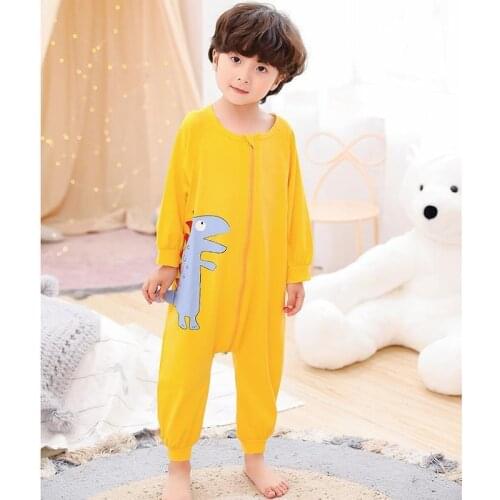 Children Cotton Pajamas Clothes For Toddler Girls Boys Baby Cartoon Dinosaur Plush Jumpsuit Sleepwear Kids Home Service Costume