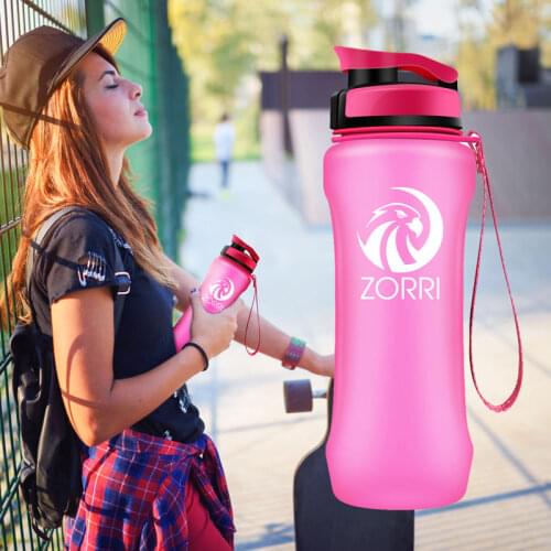 ZORRI pink 600ml sports bottle material environmentally friendly and convenient for mountain climbing BPA-free Tritan Flask