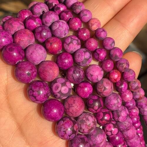 Fuchsia Maifanite Turquoises Stone Bead Natural Round Loose Spacer Beads For Jewelry Making Diy Bracelet Necklace 4 6 8mm 15Inch