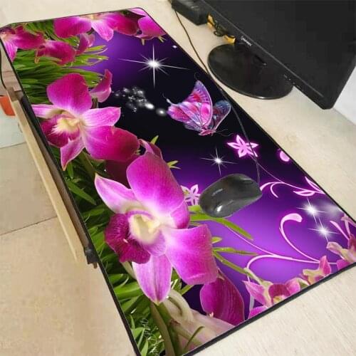 XGZ Purple Flower and Butterfly Animals Gaming Mouse Pad Large Locking Edge Mouse Mat Computer Mousepad Rubber Keyboard Desk Mat
