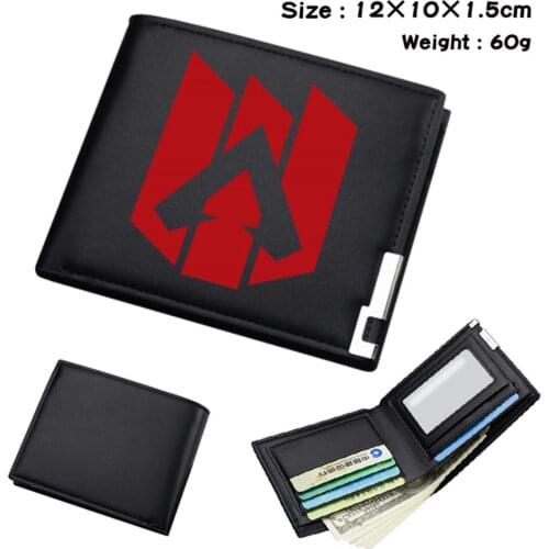 Game Apex Legends PU Wallet Short Bifold Fashion Student Purses Photo Card Holder Otaku Mens Womens Leather Black Wallets