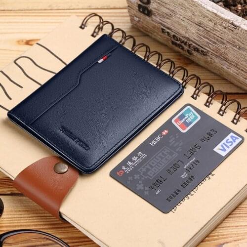 Leather casual mens wallet Mini fashion card holder light vertical zero wallet