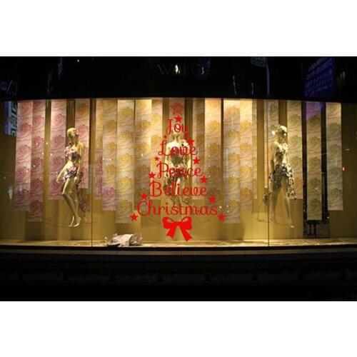 Creative Love peace Merry Christmas tree Wall Stickers Shop Office Window Xmas Wall Vinyl Art Wallpaper Home Decoration