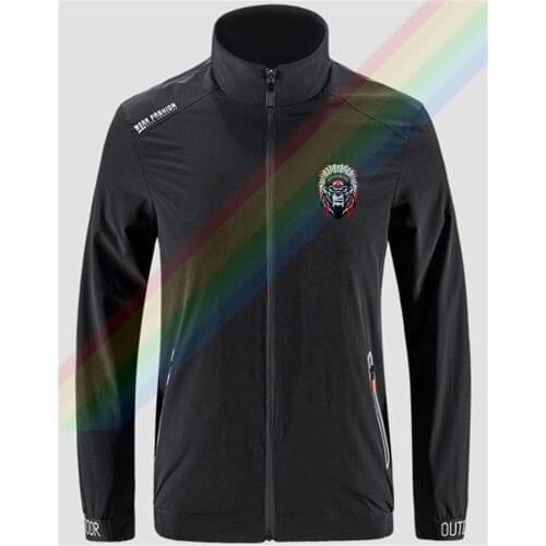 The Gorilla King In The Hat Breathable Jacket Mens Outdoor Zippered Comfortable Light Soft Fashion Casual Front Printing