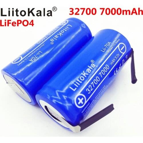 LiitoKala 3.2V 32700 7000mAh 6500mAh LiFePO4 Battery 35A Continuous Discharge Maximum 55A High power battery+Nickel sheets