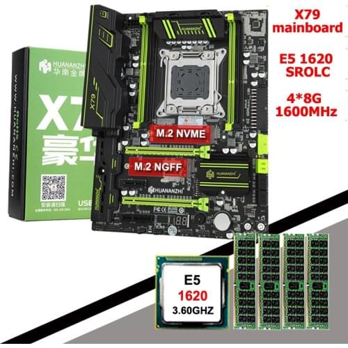 HUANANZHI X79 motherboard CPU RAM combos Xeon E5 1620 SROLC CPU (4*8G)32G DDR3 RECC memorry all good tested 2 years warranty